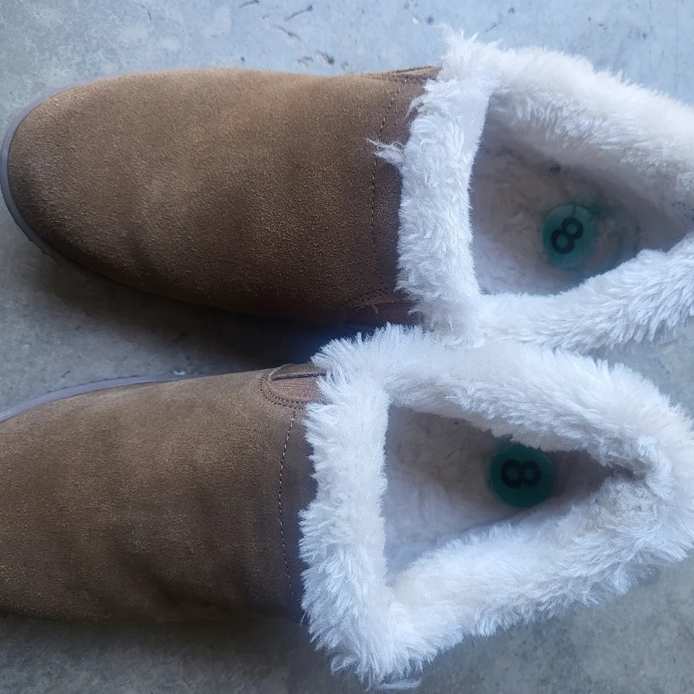Brown Suede Women's Minnetonka Boots with Faux Fur Lining Size 8 - Picture 7 of 7